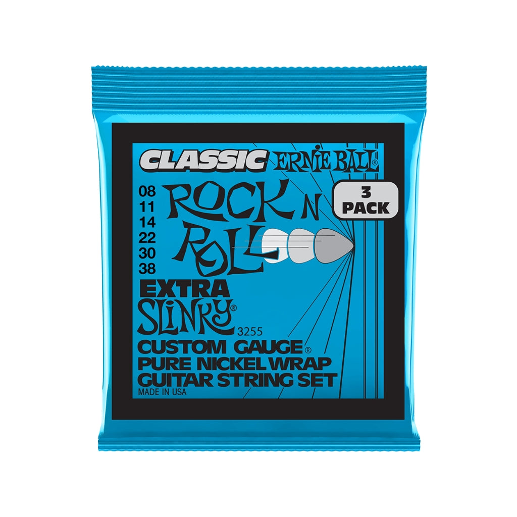 Ernie Ball Extra Slinky Classic Rock N Roll Pure Nickel Electric Guitar Strings - 3 Pack