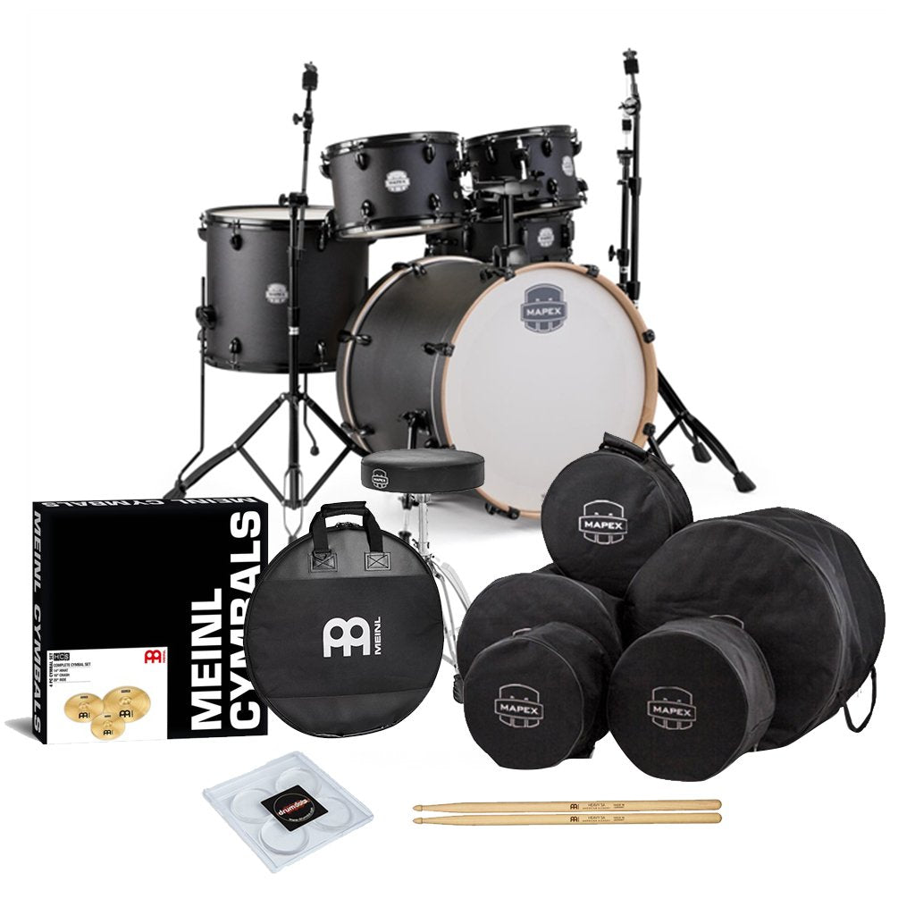 Mapex Storm Ebony Wood Grain Blue 10 12 16 22 14s Package with Hardware and Cymbals