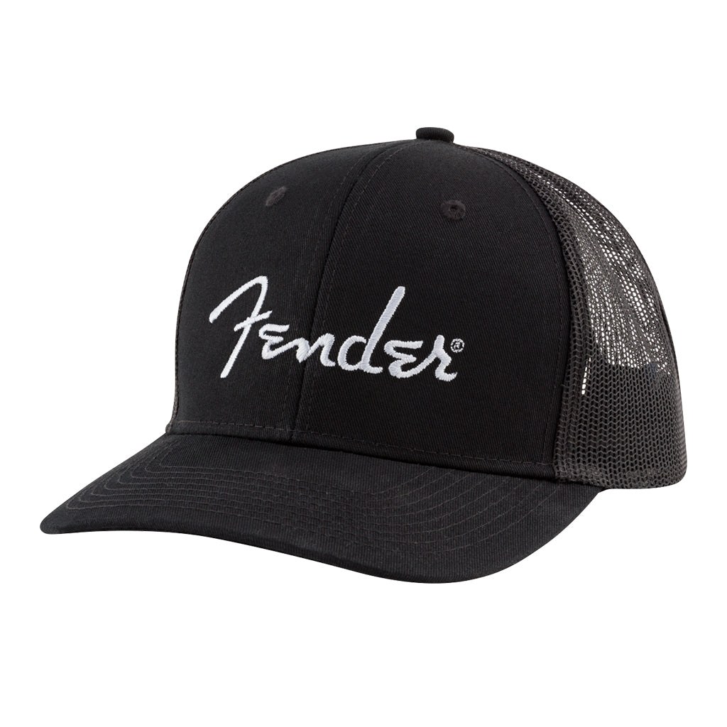 Fender Fender Silver Thread Logo Snapback Trucker Hat Black, One Size Fits Most