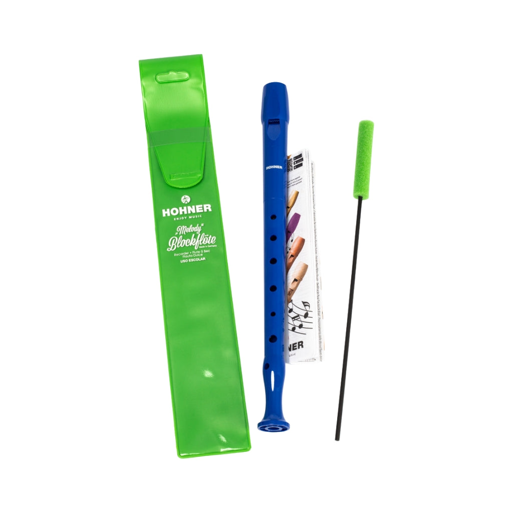 Hohner Melody Blockflote Plastic Baroque Recorder - C Soprano, Blue