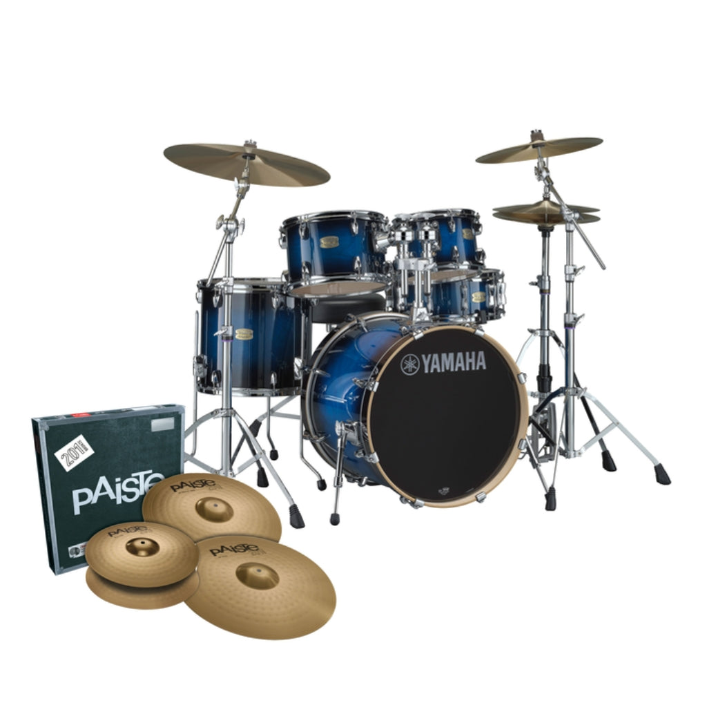Yamaha - Stage Custom Birch Next Stage Euro Shell Pack with Hardware and Cymbals - Deep Blue Sunburst