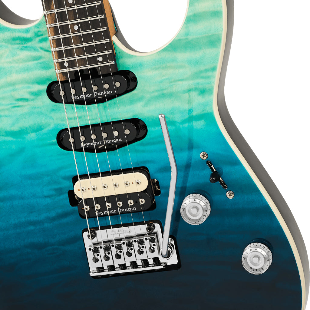 Charvel Pro-Mod Plus Dinky DK24 HSS 2PT EB QM Electric Guitar - Blue Curaçao