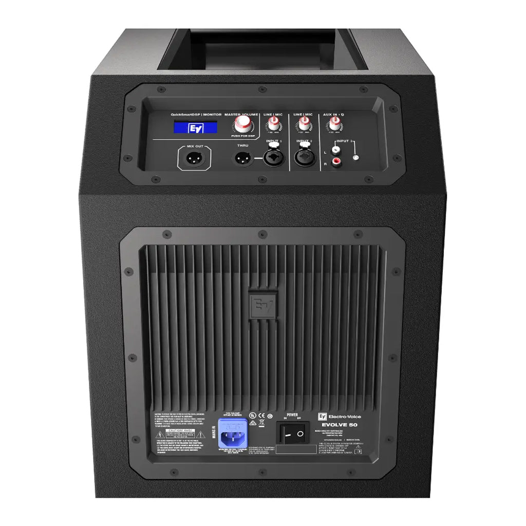 Electro Voice Powered Subwoofer Black with 8 Channel Mixer Quicksmart DSP & Bluetooth 1000w Class D Amp