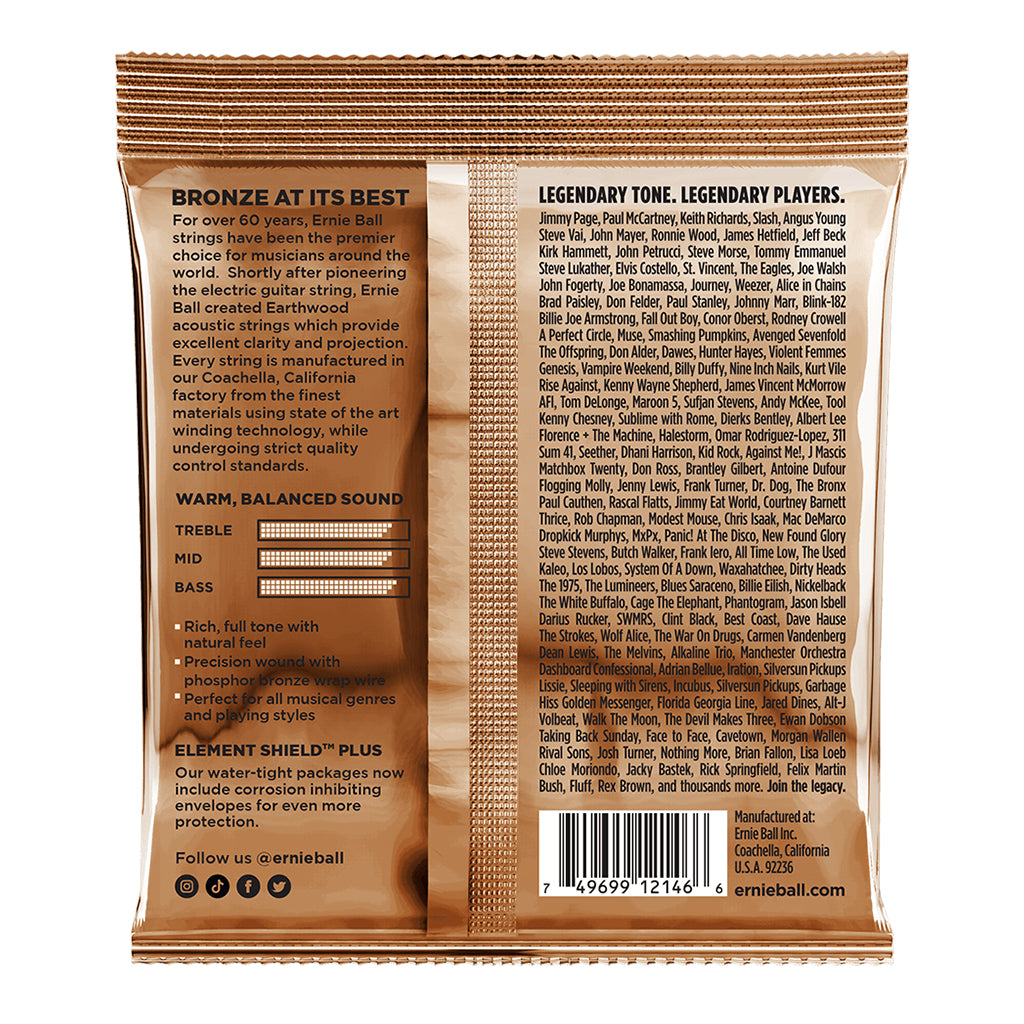 Ernie Ball E2146 Earthwood Phosphor Bronze Medium Light 12 54 Acoustic Guitar Strings Guitar Strings P02146