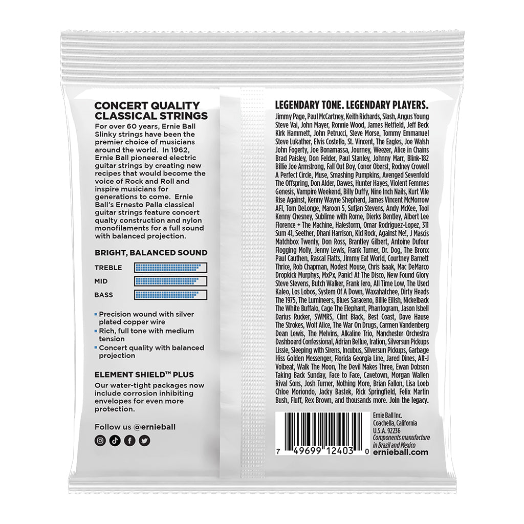 Ernie Ball E2403 Nylon Clear & Silver 28 42 Guitar Strings Guitar Strings P02403