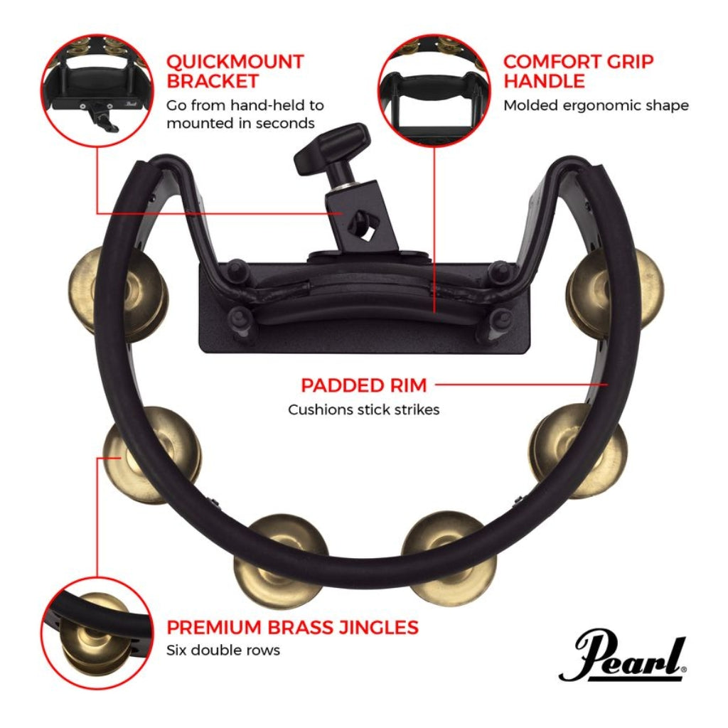 Pearl - Quickmount Tambourine - With Brass Jingles