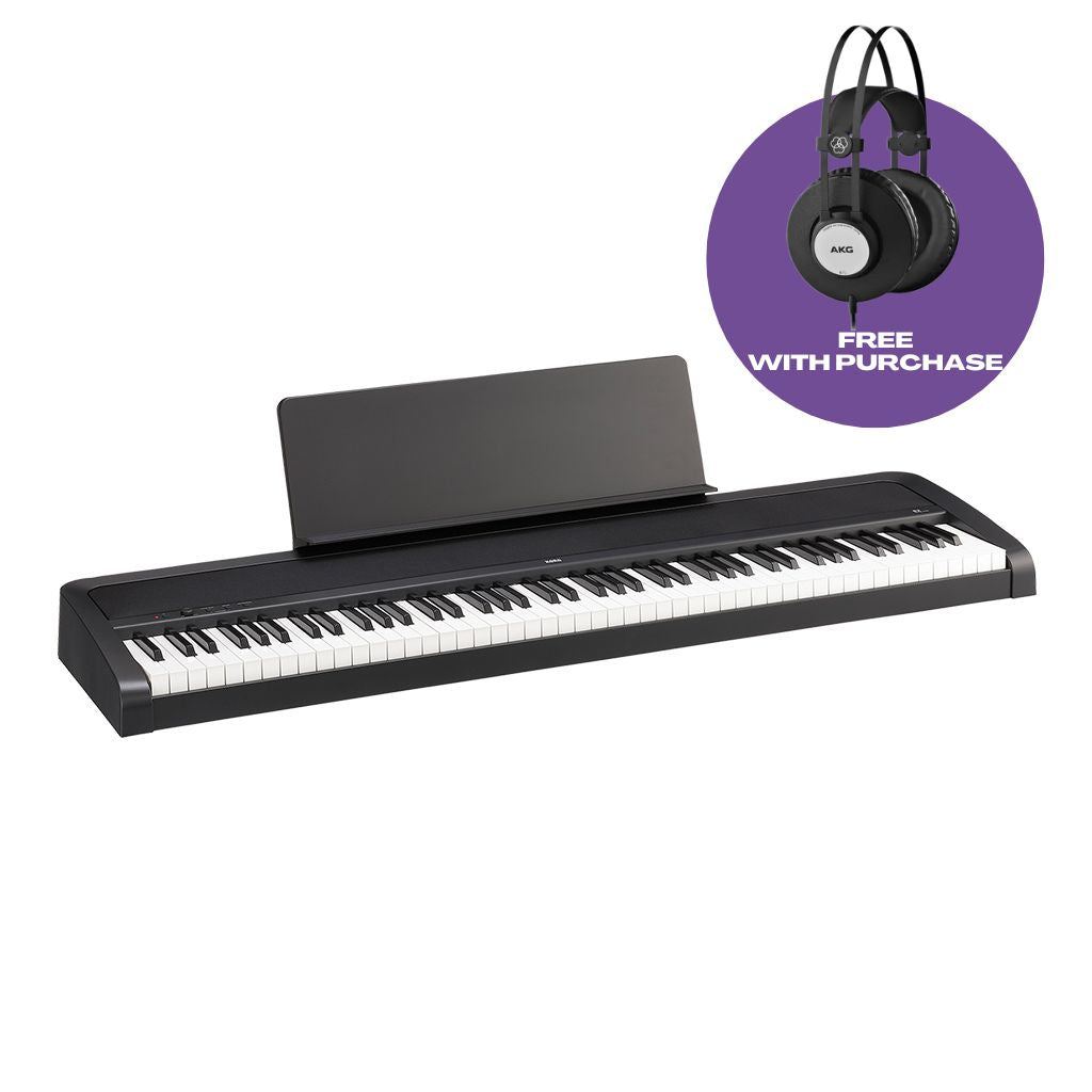 Korg B2 88 Weighted Hammer Action Digital Black With AKG K 72 Headphones