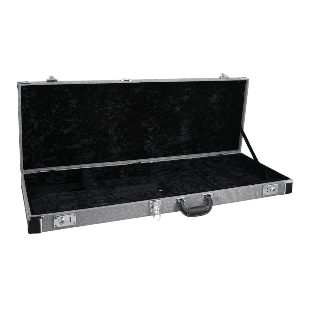 Premium Electric Guitar Hard Case Silver with Black Plush Interior