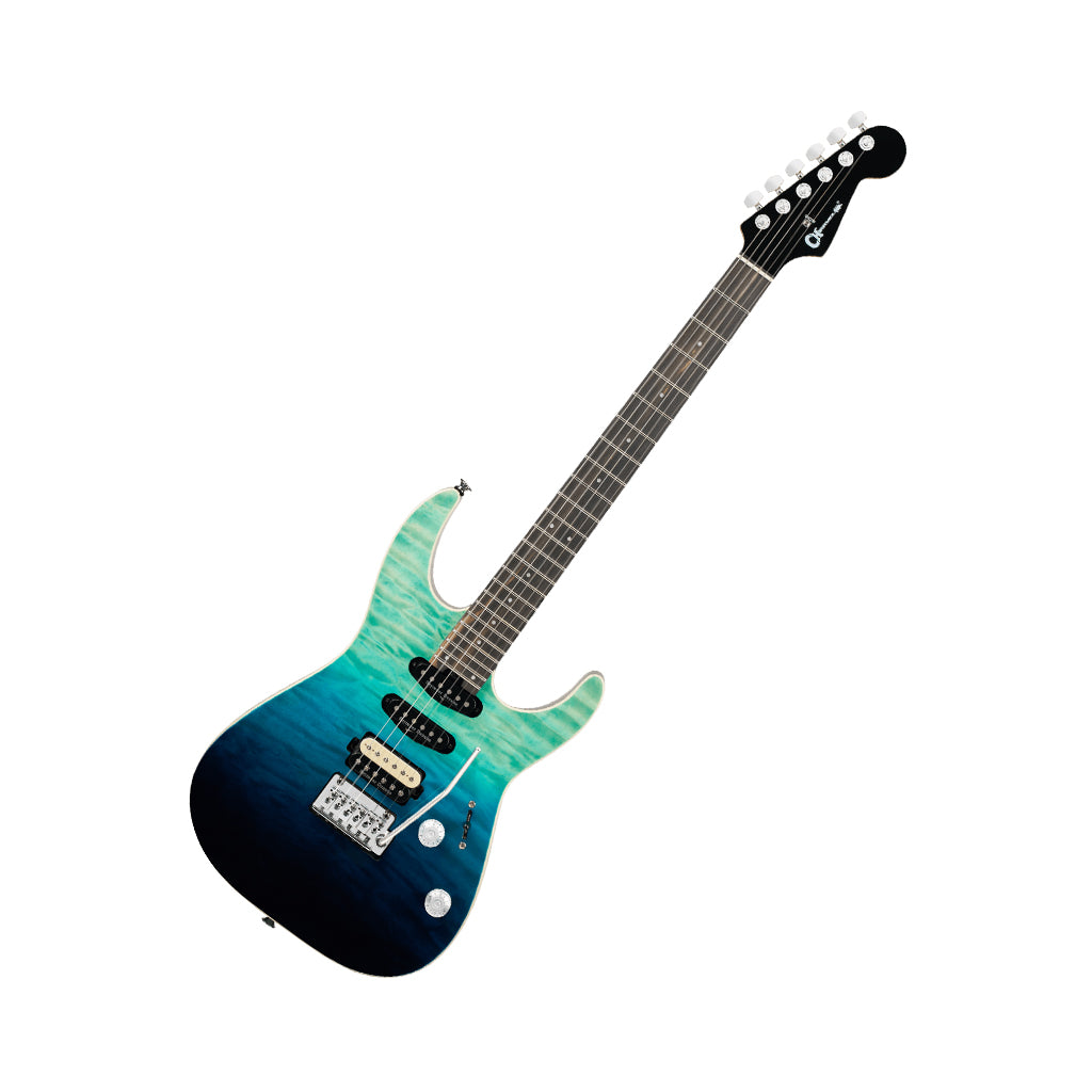 Charvel Pro-Mod Plus Dinky DK24 HSS 2PT EB QM Electric Guitar - Blue Curaçao