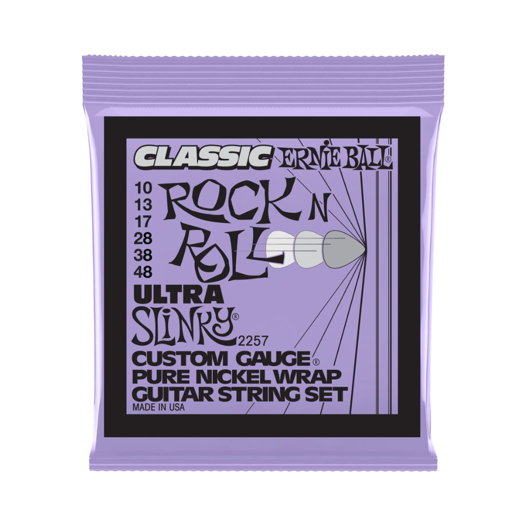 Ernie Ball - Ultra Slinky Classic Rock N Roll Pure Nickel Electric Guitar Strings - .010-.048, Custom Gauge