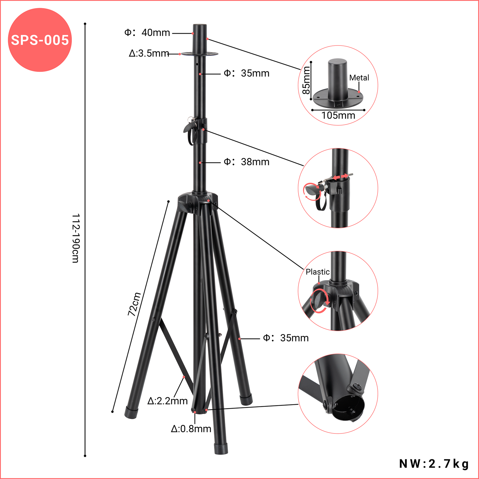 Lebeth Speaker Stand SPS-005