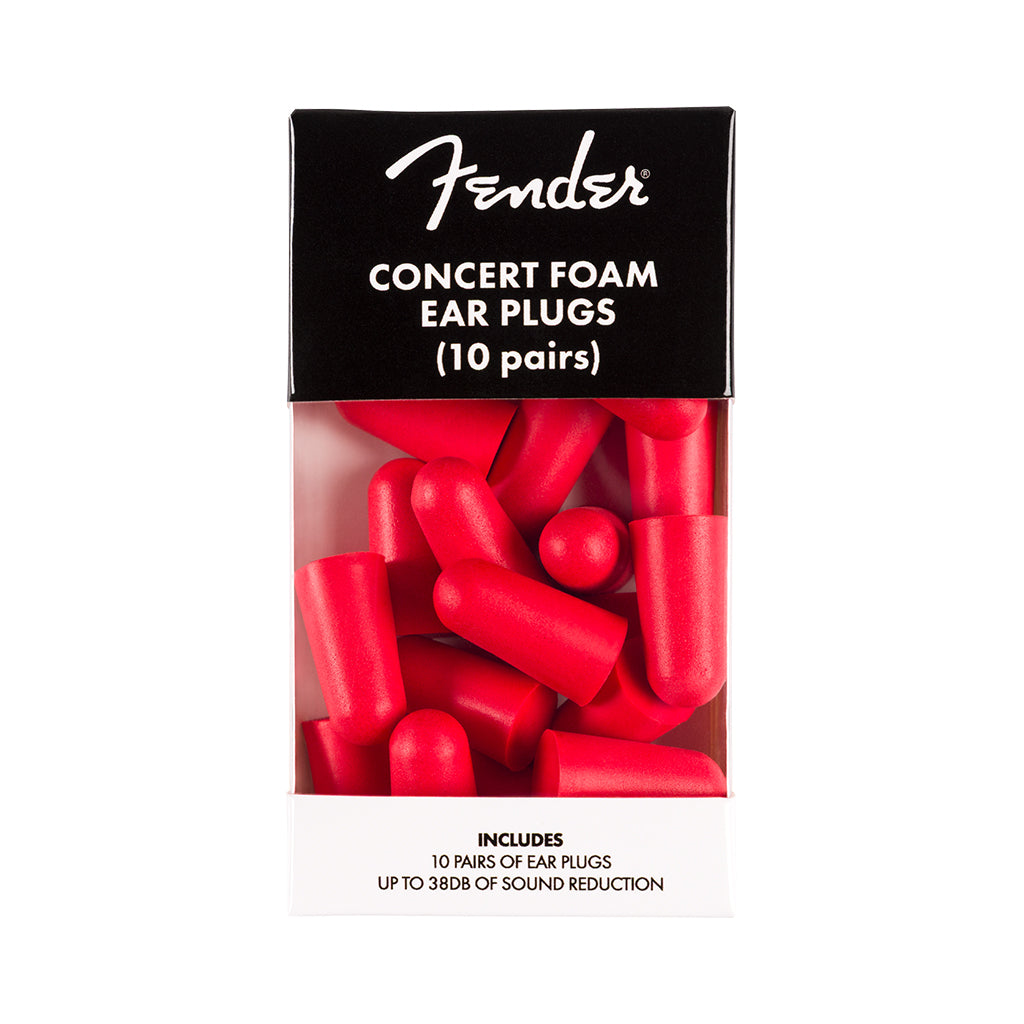 Fender Red Concert Foam Ear Plugs - 10 Pairs