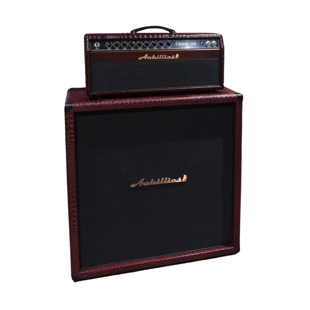 Achillies Orion 50 Head Amplifier with Typhon 4x12 Classic ST Cabinet - Wine Red Crocodile Electric Guitar Amplifiers Sky Music