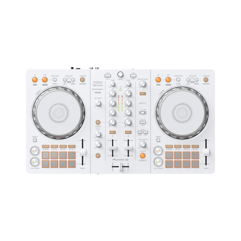 Pioneer - DJ DDJ-FLX4 2-deck rekordbox and Serato DJ Controller - White, Limited Edition