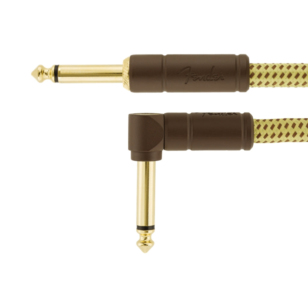 Fender Deluxe Series Instrument Cable - Tweed, Straight/Angle, 10 feet