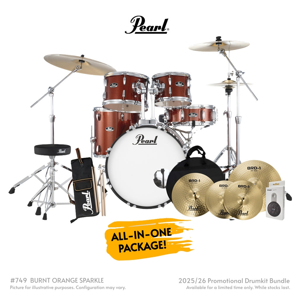 Pearl - Roadshow-Plus 5pc 20" with BRD-1 Cymbals Drum Package - Burnt Orange Sparkle