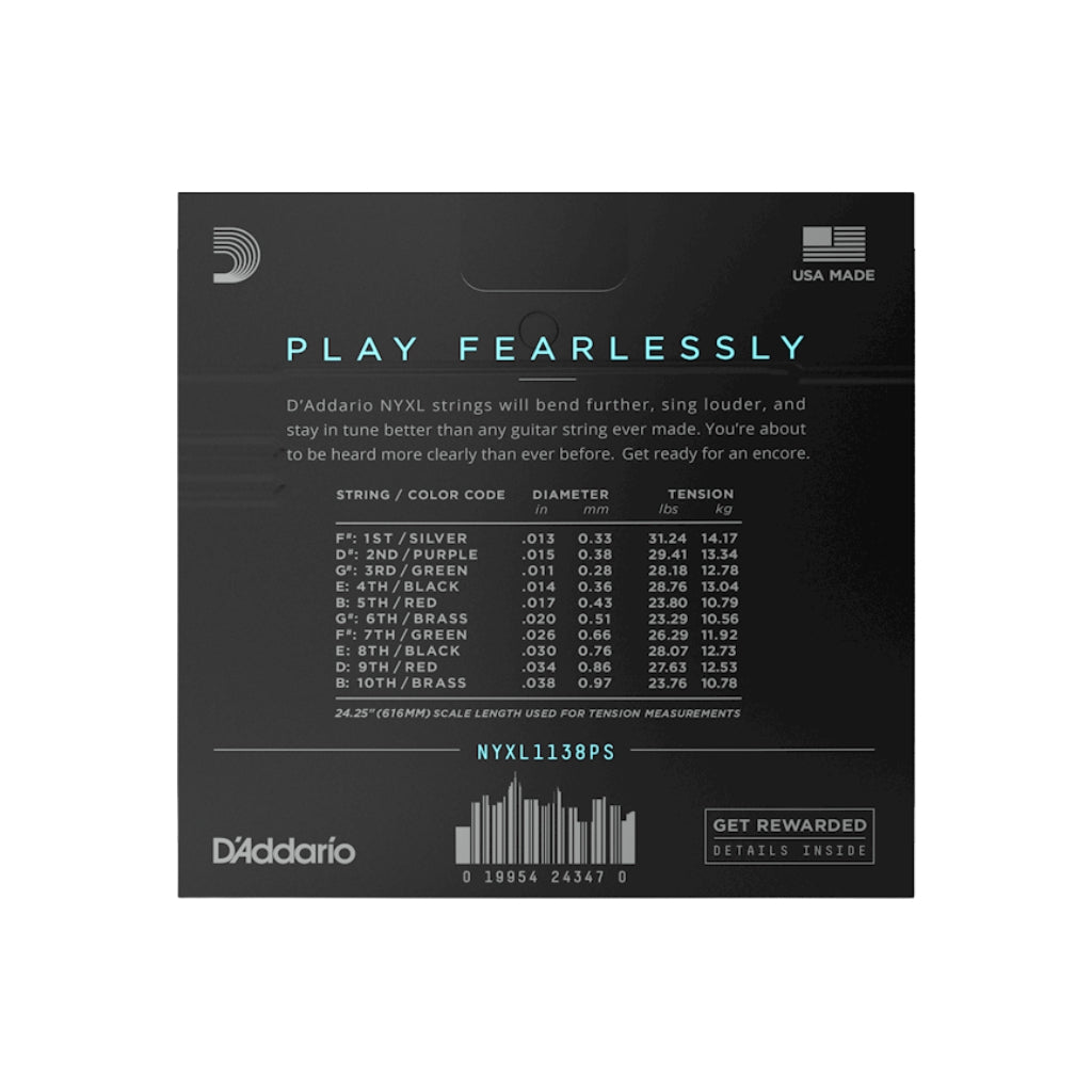 D'Addario - NYXL1138PS NYXL Nickel Wound Electric Guitar Strings for E9th Pedal Steel -.011-.038 Regular Light