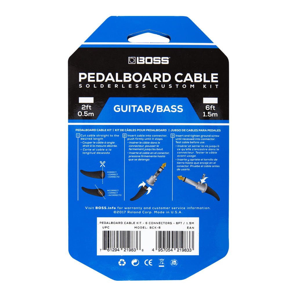Boss Pedalboard Cable Kit 6 Cables Sky Music
