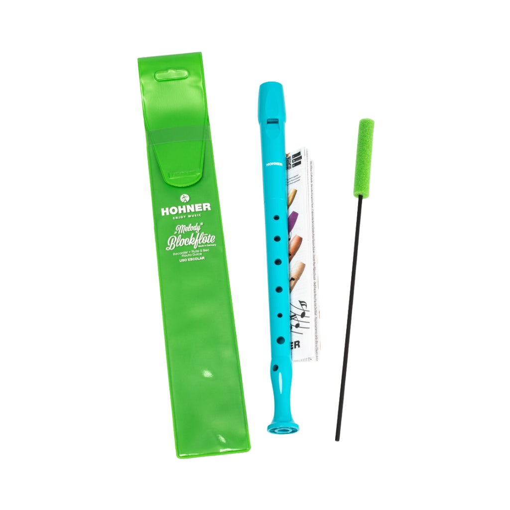 Hohner Melody Blockflote Plastic Baroque Recorder - C Soprano, Light Blue