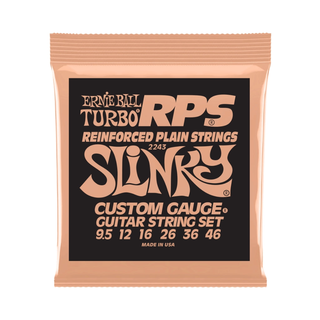 Ernie Ball - 2243 Turbo Slinky RPS Nickel Wound Electric Guitar Strings - .0095-.046, Custom Gauge