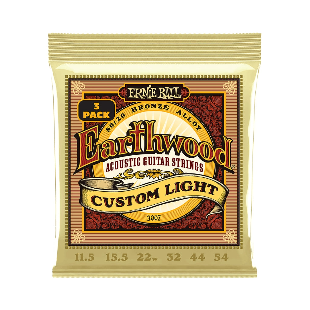 Ernie Ball Earthwood Custom Light 8020 Bronze 11.5-54 Acoustic Guitar String - 3 Pack