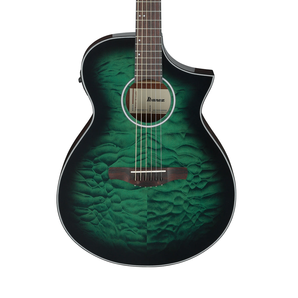 Ibanez AEWC16QA Acoustic Guitar w/Pickup - Transparent Emerald Burst High Gloss