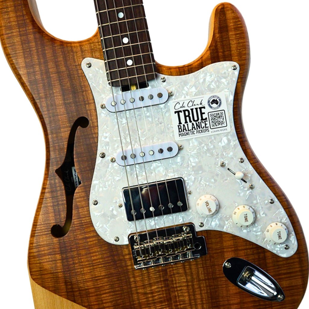 Cole Clark Electric Hollow Baby HSS Electric Guitar - Natural Electric Guitars Sky Music