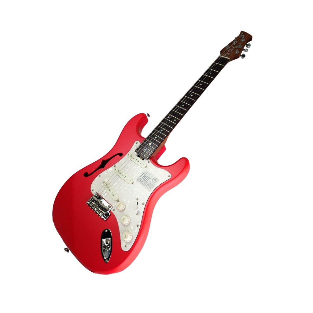 Cole Clark Hollow Baby SSS MOP Pickguard Electric Guitar - Red Electric Guitars Sky Music