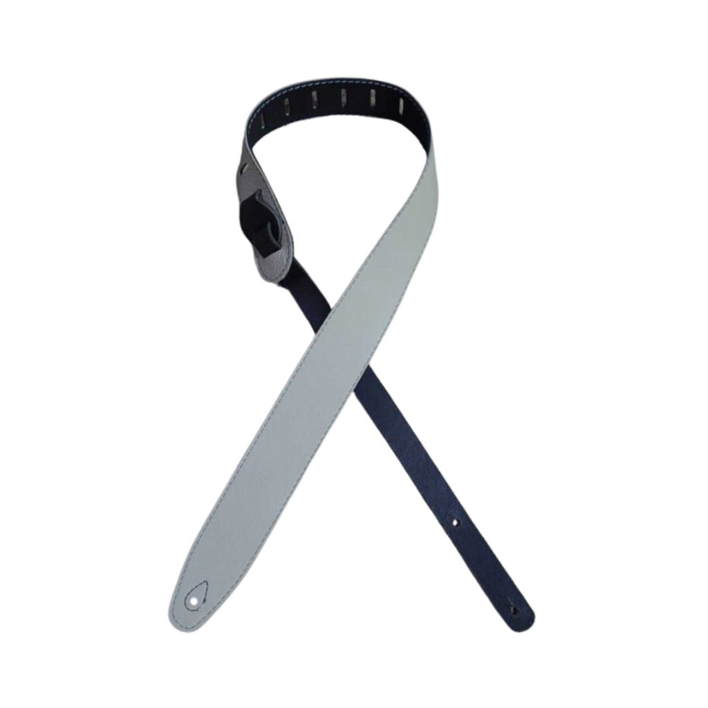 Colonial Leather - Black & Bone Upholstery Backed 2.5" Leather Guitar Strap - Black Guitar Straps Sky Music