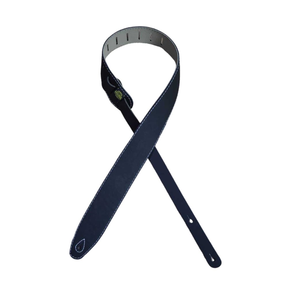 Colonial Leather - Black & Bone Upholstery Backed 2.5" Leather Guitar Strap - Black Guitar Straps Sky Music