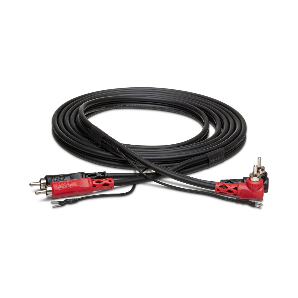 Hosa Technology - Dual RCA to Dual Right-angle RCA with Ground Wire - Stereo Interconnect Cable 1m