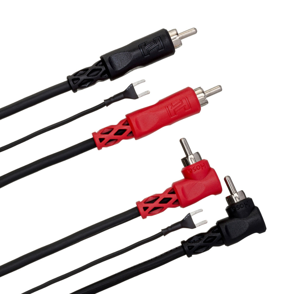 Hosa Technology - Dual RCA to Dual Right-angle RCA with Ground Wire - Stereo Interconnect Cable 1m