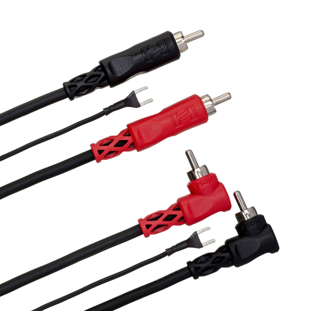 Hosa Technology - Dual RCA to Dual Right-angle RCA with Ground Wire - Stereo Interconnect Cable 2m
