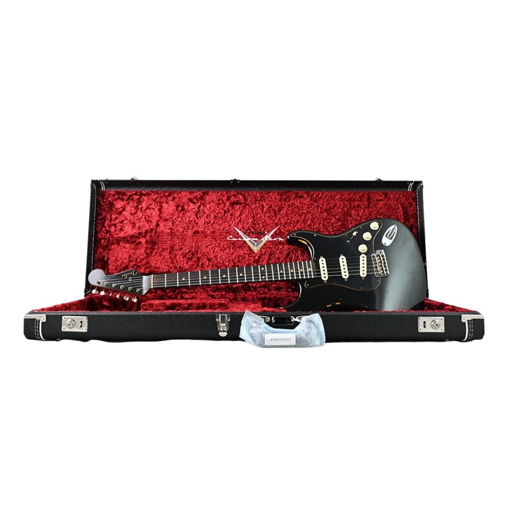 Fender Custom Shop - Limited Edition Dual-Mag II Strat Relic - Rosewood Fingerboard - Aged Black Over 3-Colour Sunburst