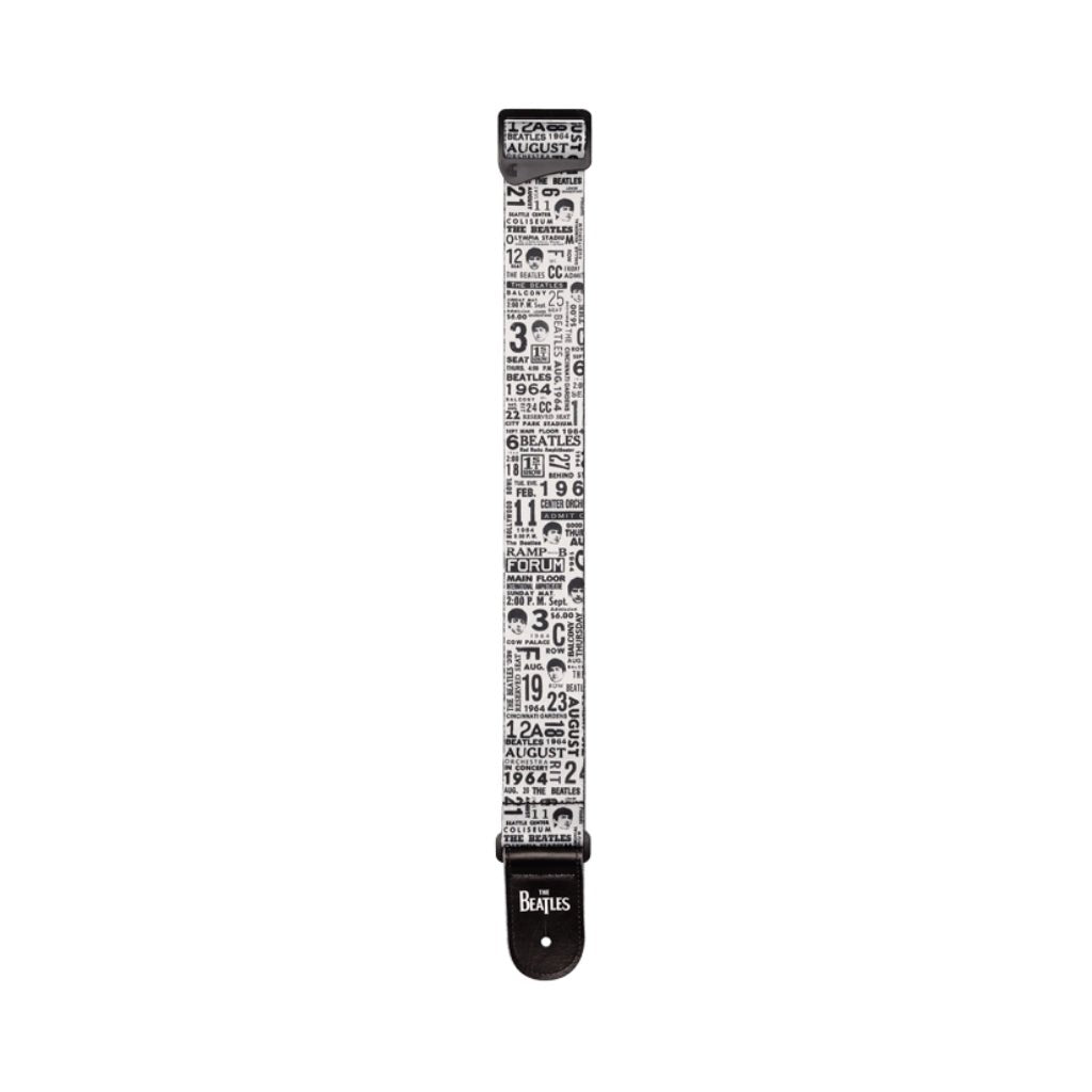 D'Addario Beatles 1964 US Tour Ticket Stubs Guitar Strap, Black and White Guitar Straps Sky Music