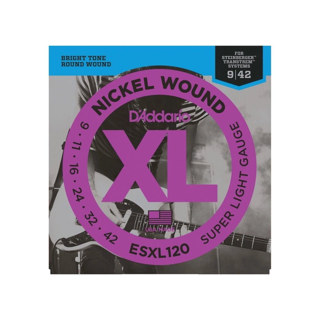 D'Addario ESXL120 XL Double Ball End Nickel Wound Electric Guitar Strings - .009-.042 Super Light Fretted Instrument Strings Sky Music
