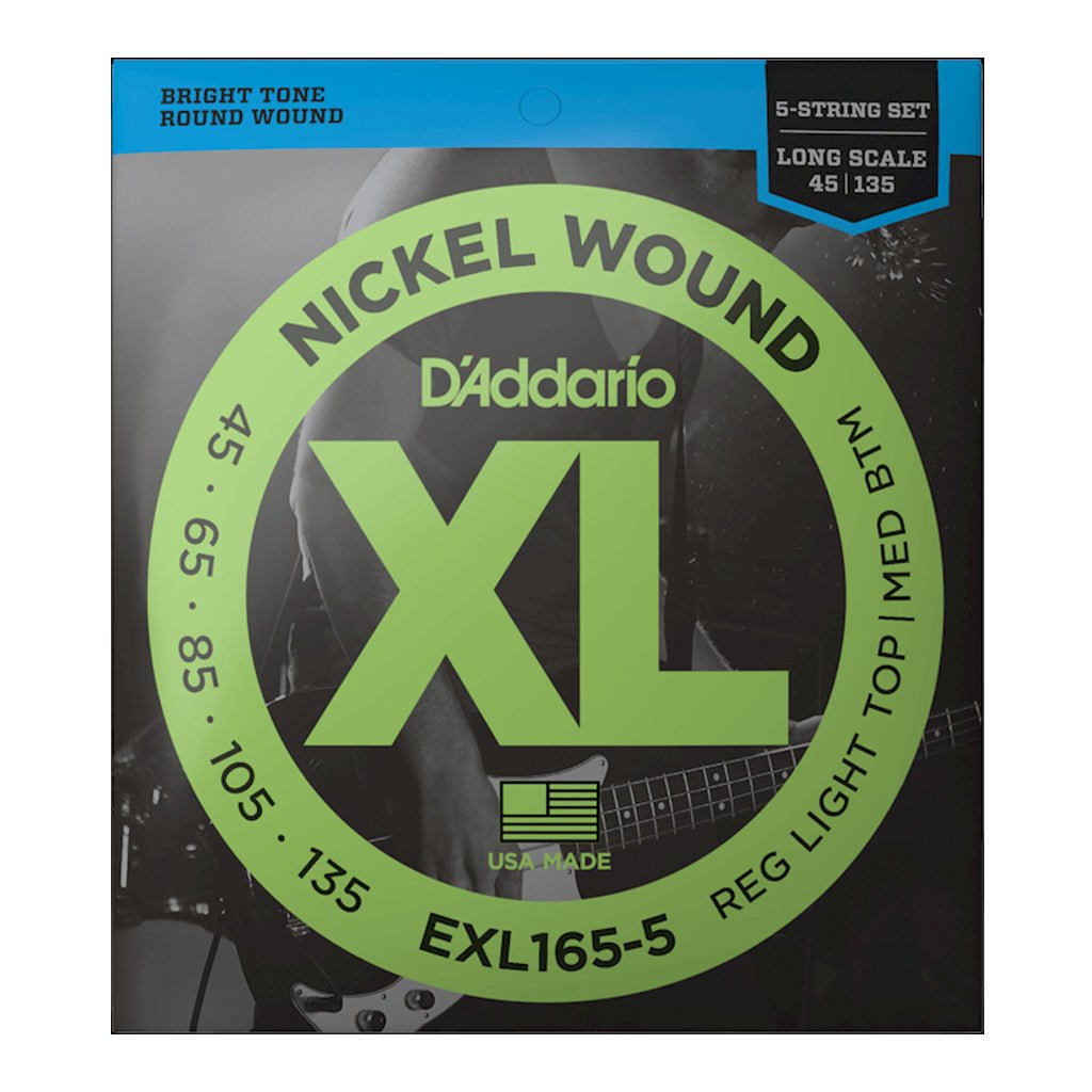 D'Addario EXL165-5 45-135 5 String Bass Set Fretted Instrument Strings Sky Music