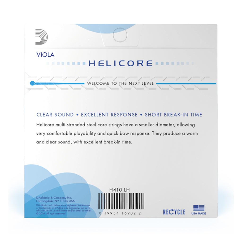 D'Addario Helicore Viola String Set Long Scale Heavy Tension Bowed Instrument Strings Sky Music
