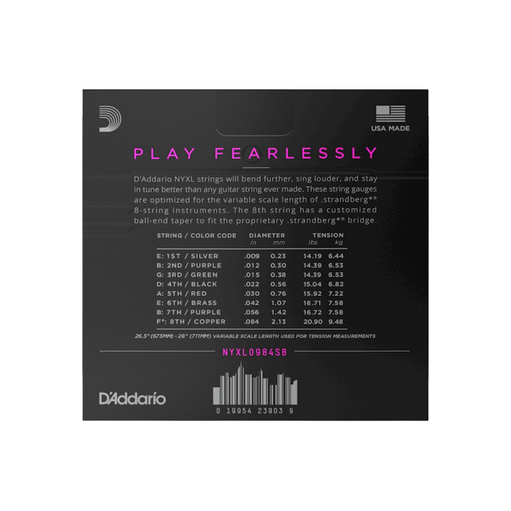 D'Addario NYXL0984SB NYXL Nickel Wound Electric Guitar Strings - .009-.084 Custom Light 8-string Guitar Strings Sky Music