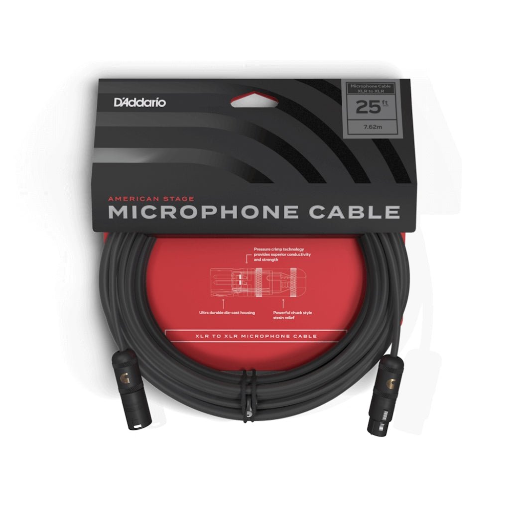 D'Addario PW-AMSM-25 American Stage XLR to XLR Cable - 25ft Audio Cables Sky Music