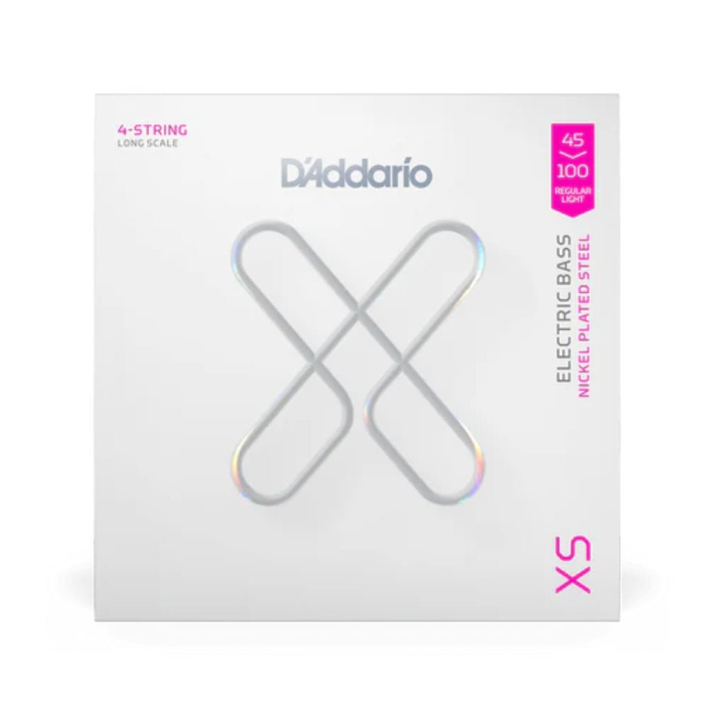 D'Addario XSB45100 XS Nickel Electric Bass Guitar Strings - .045-.100 Regular Light Fretted Instrument Strings Sky Music