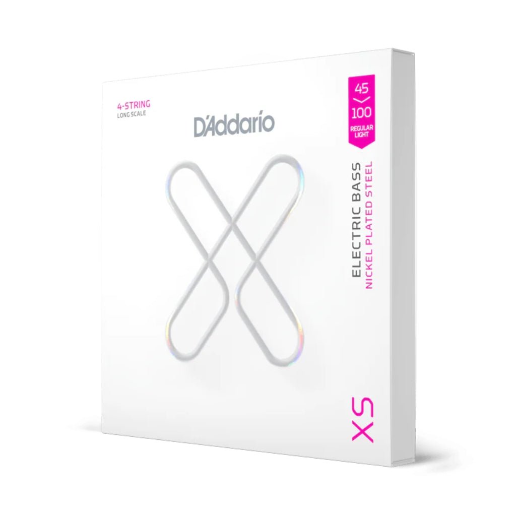 D'Addario XSB45100 XS Nickel Electric Bass Guitar Strings - .045-.100 Regular Light Fretted Instrument Strings Sky Music