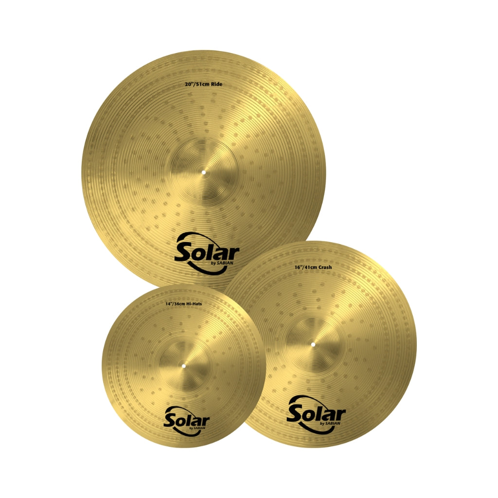 Sabian - Solar Performance Set Cymbal Pack - 14" Hats, 16" Crash and 20" Ride