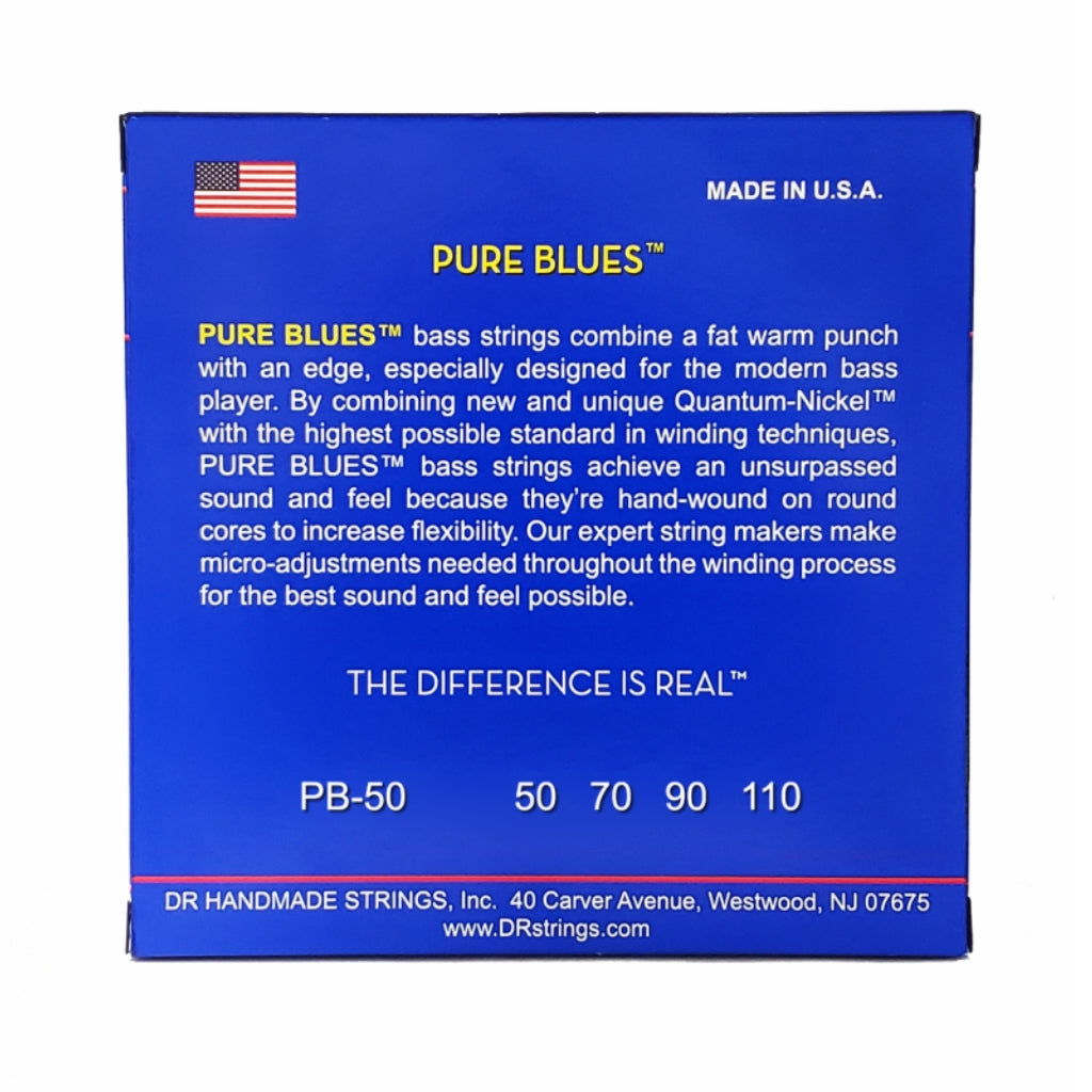 DR - Pure Blues Quantum-nickel/Round Core Bass Guitar Strings - Heavy 50-110