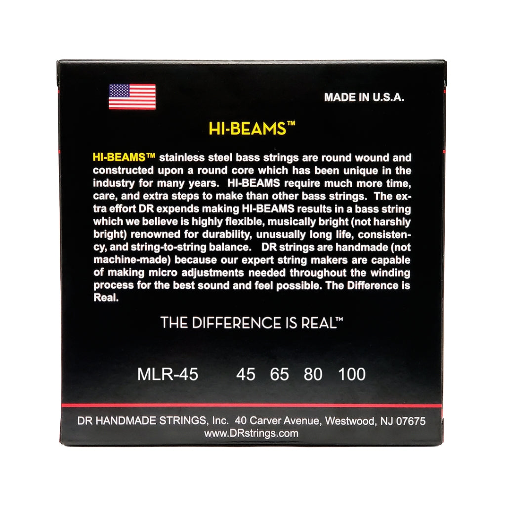 DR - Hi-Beam Stainless Steel Bass Guitar Strings - Light to Medium 45-100