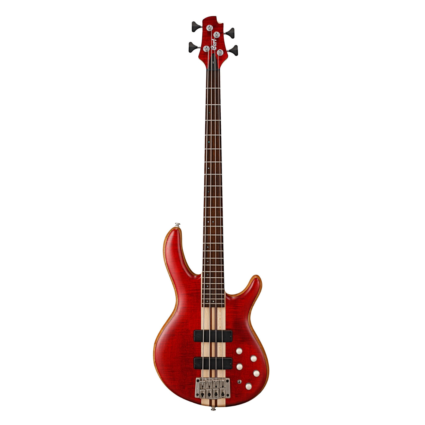 Cort - A4 Plus FMMH Bass Guitar - Open Pore Black Cherry