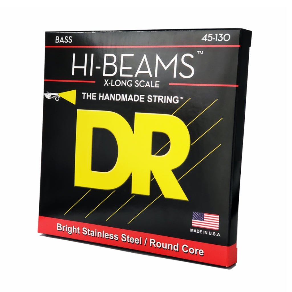 DR Hi-Beam Stainless Steel Bass Guitar Strings - 5-String Medium to Heavy 45-130 Extra-Long Scale Guitar Strings Sky Music