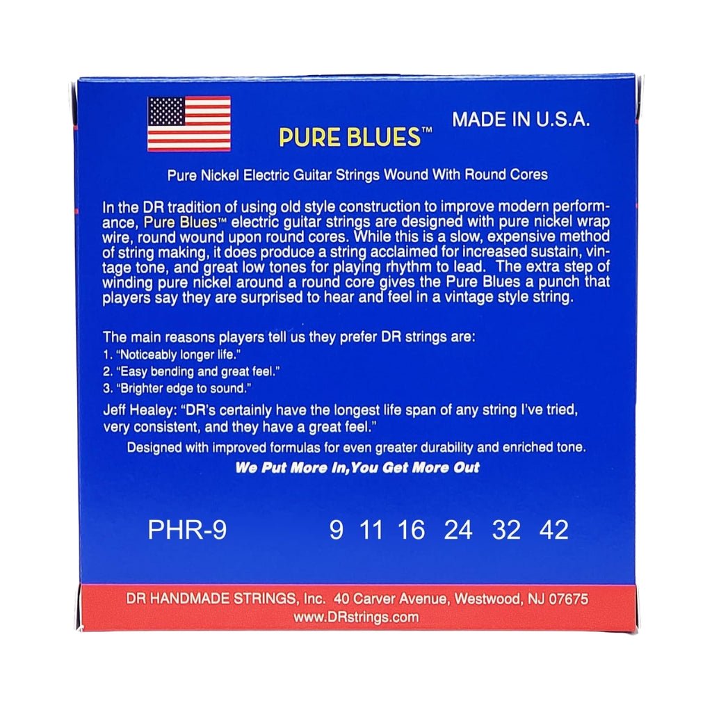 DR Pure Blues Pure Nickel Electric Guitar Strings - Medium 10-52 Guitar Strings Sky Music