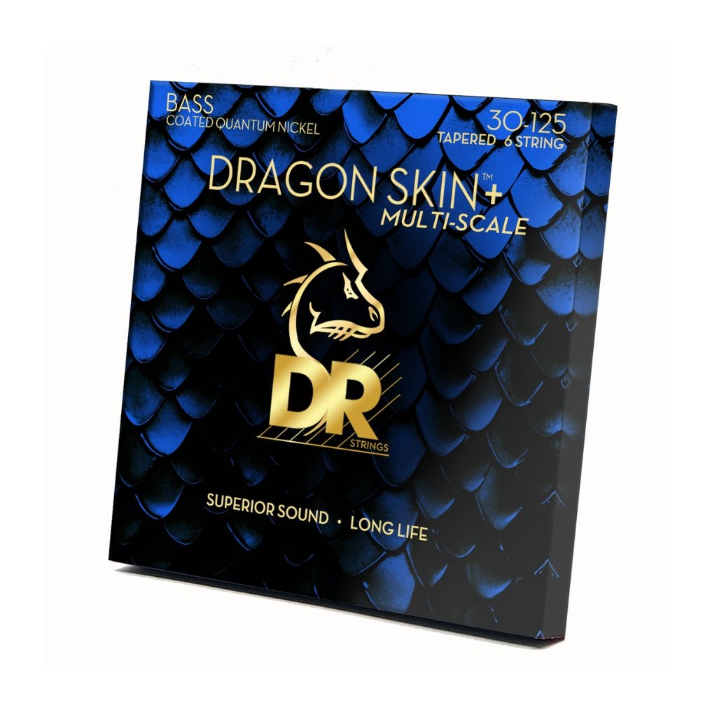 DR Strings Dragon Skin+ 6-string Quantum Nickel Bass Strings - Multi-Scale Medium 30-125 Guitar Straps Sky Music