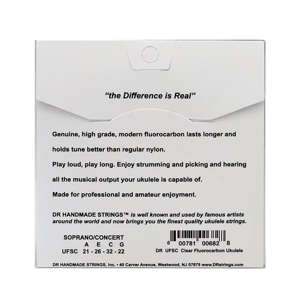 DR Strings Moonbeams Clear Fluorocarbon Ukulele Strings - Soprano/Concert Fretted Instrument Strings Sky Music